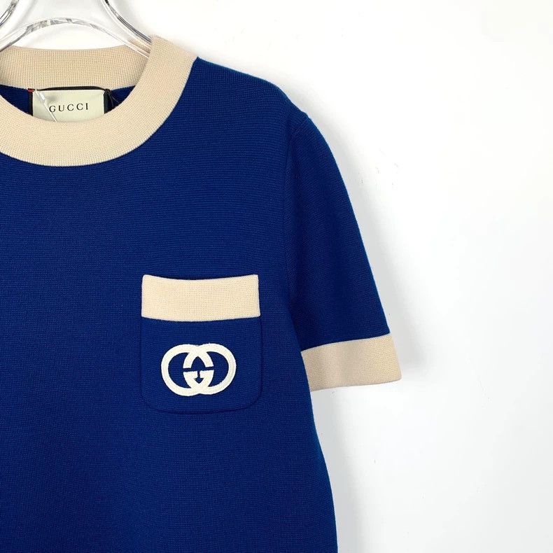 Gucci Blue Logo Embroidered Wool Knit Dress-dmc Size US L / EU 52-54 / 3 - 3 Thumbnail