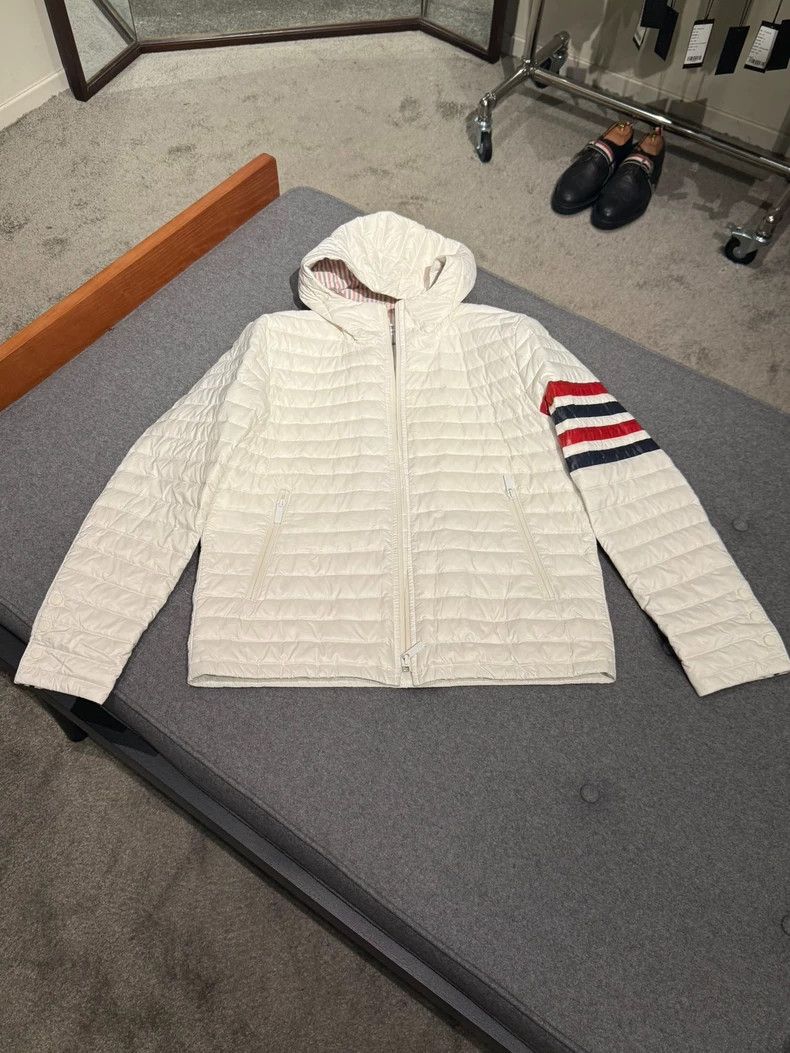 Thom Browne White Hooded Down Jacket by Thom Browne-dmc Size US M / EU 48-50 / 2 - 3 Thumbnail