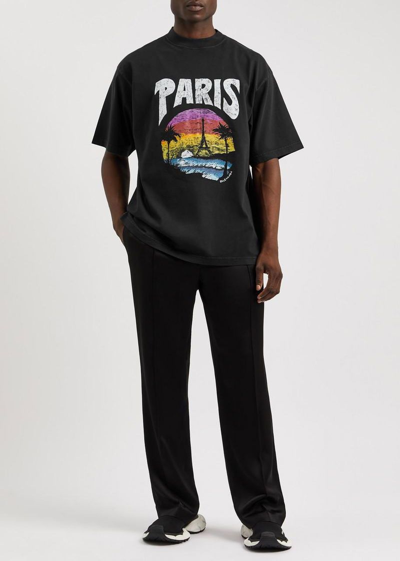 Balenciaga Paris Tropical T-Shirt in Black Size US XS / EU 42 / 0 - 2 Thumbnail