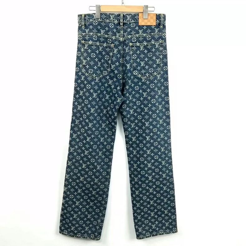 Louis Vuitton Louis Vuitton Blue Printed Denim Pants Size 31 Size US 31 - 2 Thumbnail