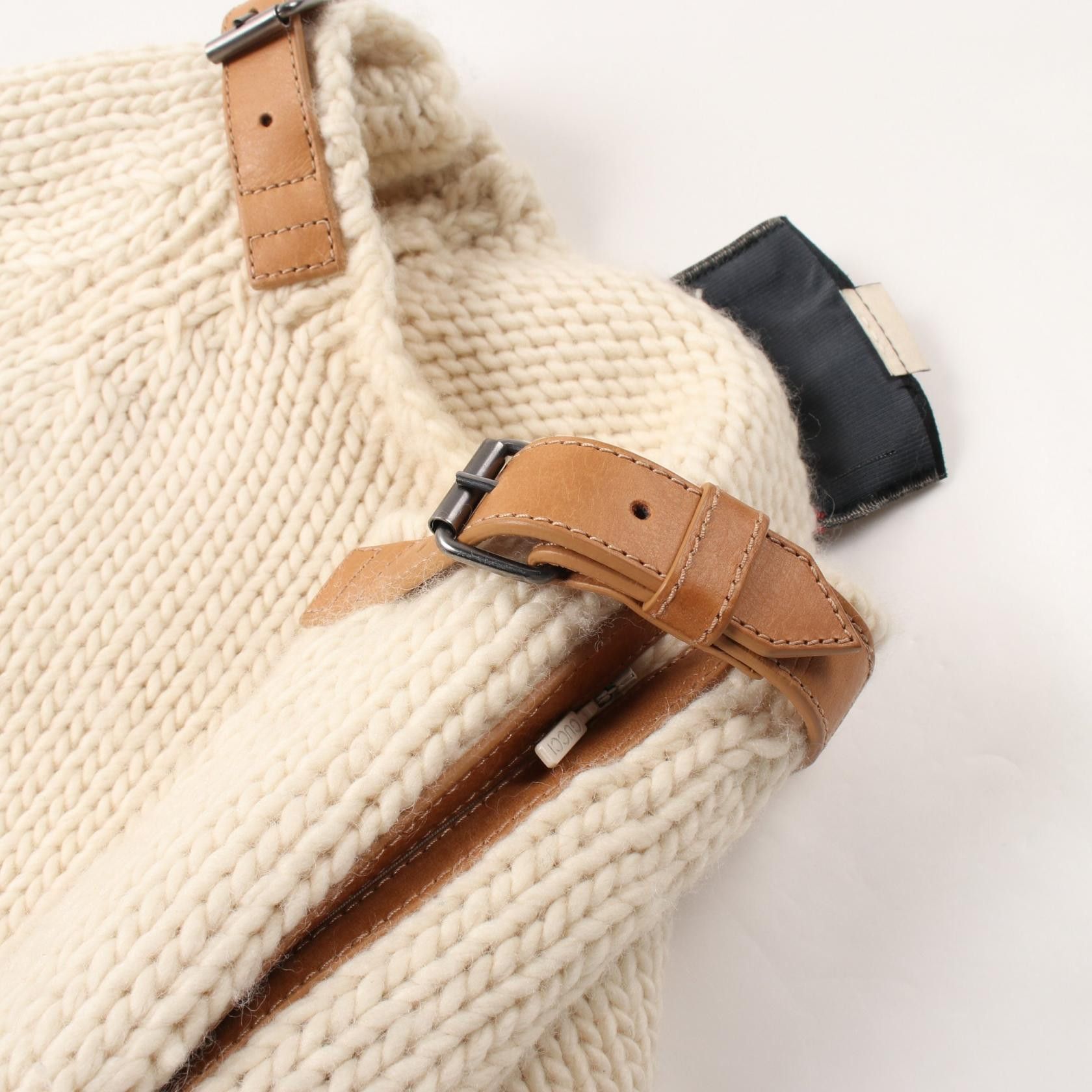 Gucci Gucci Gucci Leather Detail Wool Top Leather Tops 683716 XKB4H Size ONE SIZE - 9 Thumbnail