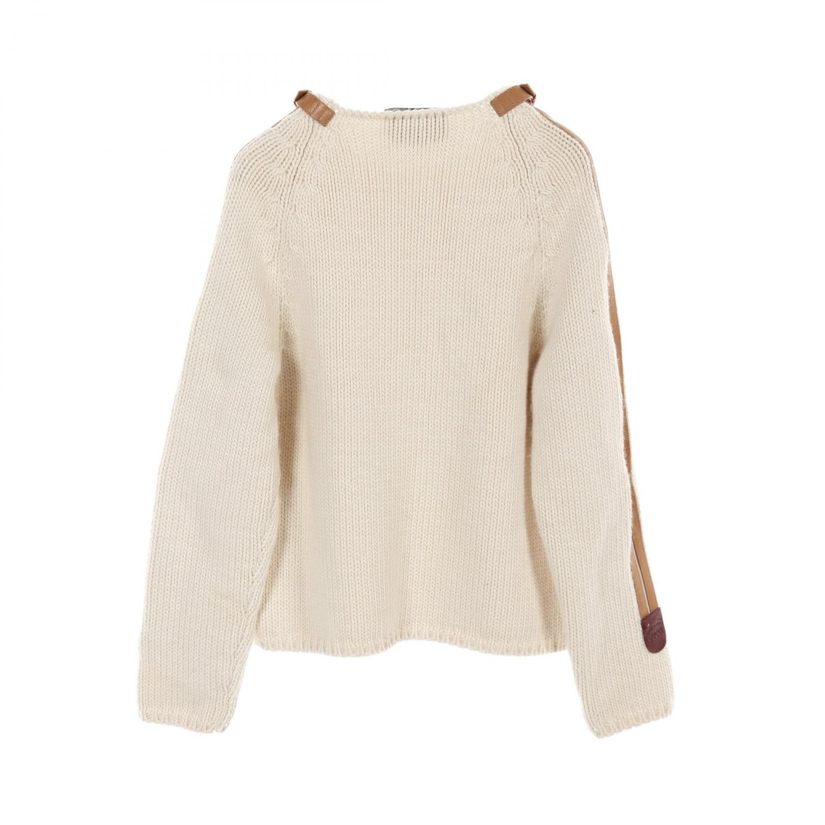 Gucci Gucci Gucci Leather Detail Wool Top Leather Tops 683716 XKB4H Size ONE SIZE - 2 Thumbnail