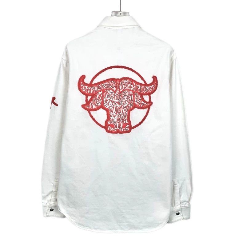 Dior White Embroidered Cotton Long Sleeve Shirt-dmc Size US M / EU 48-50 / 2 - 2 Thumbnail