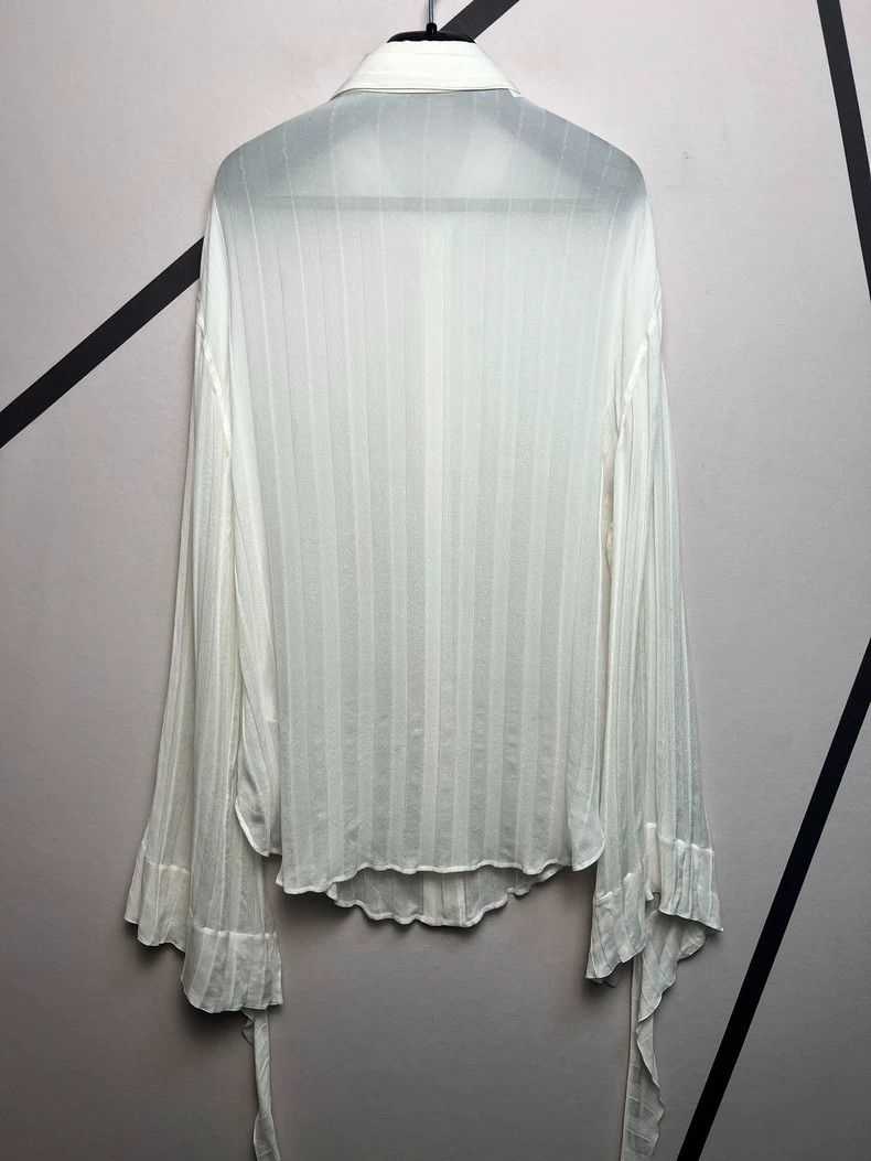 Saint Laurent Paris White Lace Cuff Silk Shirt by Saint Laurent-dmc Size US M / EU 48-50 / 2 - 2 Thumbnail