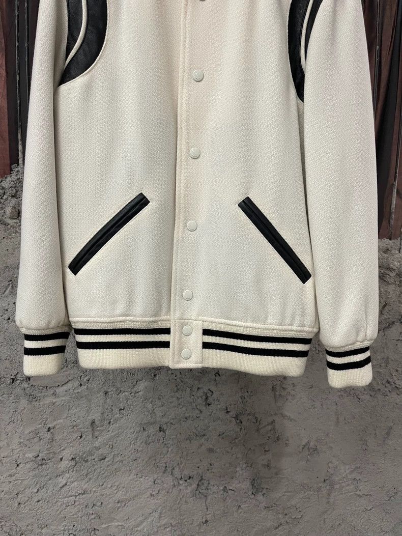 Saint Laurent Paris Saint Laurent Paris White Baseball Jacket-dmc Size US XL / EU 56 / 4 - 4 Thumbnail