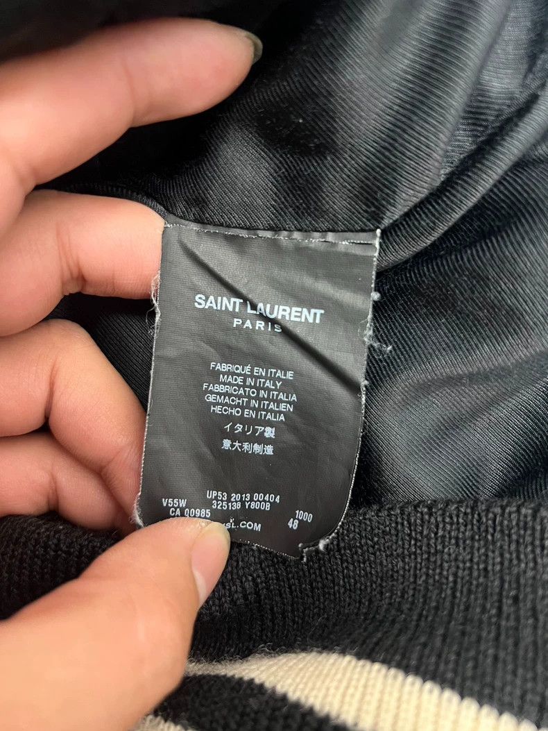 Saint Laurent Paris Saint Laurent Wool Baseball Jacket Black White-dmc Size US L / EU 52-54 / 3 - 4 Thumbnail