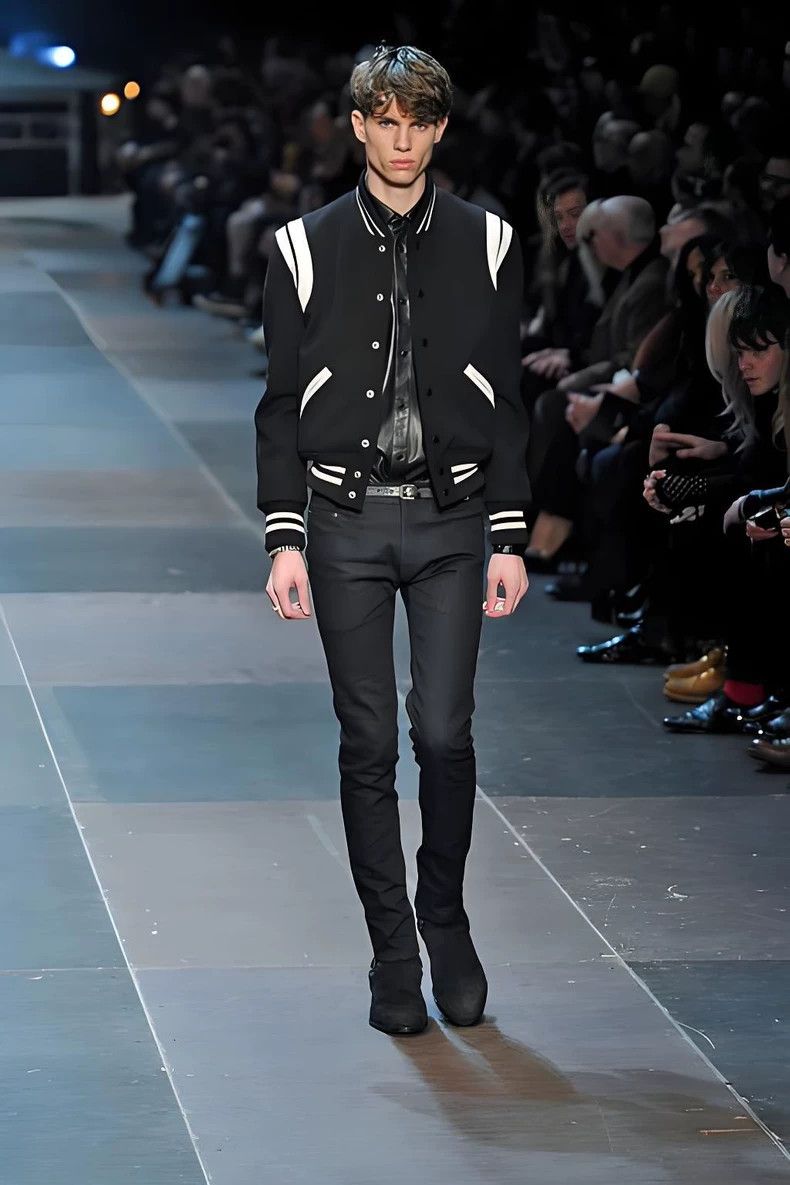 Saint Laurent Paris Saint Laurent Wool Baseball Jacket Black White-dmc Size US L / EU 52-54 / 3 - 9 Thumbnail