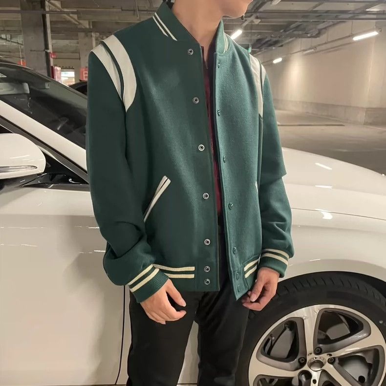 Yves Saint Laurent Classic Saint Laurent Green Baseball Jacket-dmc Size US L / EU 52-54 / 3 - 8 Thumbnail