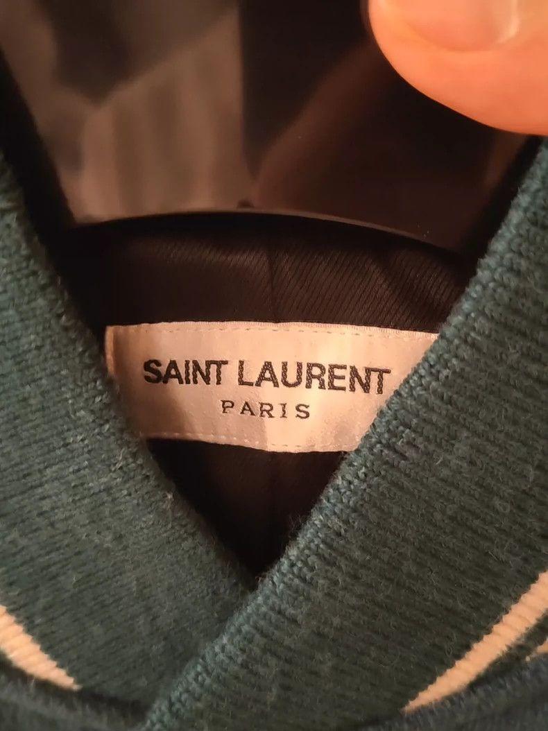 Yves Saint Laurent Classic Saint Laurent Green Baseball Jacket-dmc Size US L / EU 52-54 / 3 - 3 Thumbnail