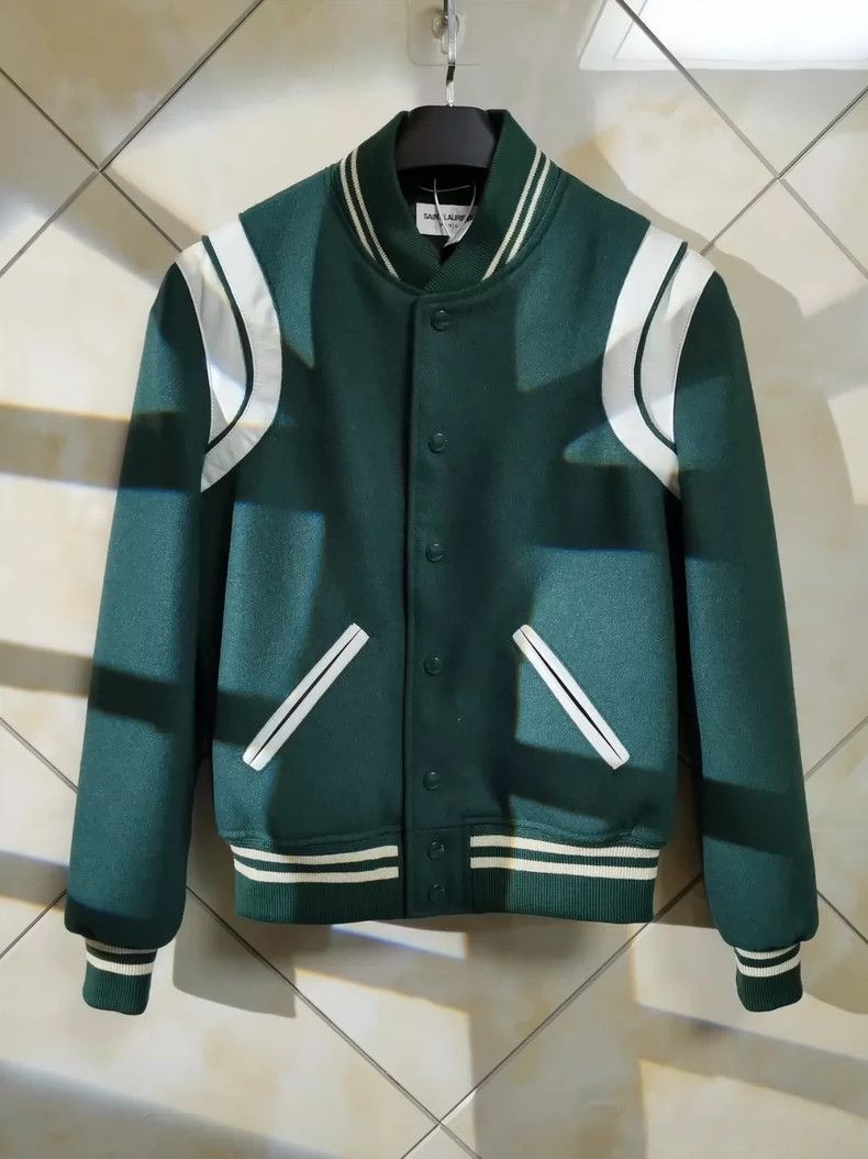 Yves Saint Laurent Classic Saint Laurent Green Baseball Jacket-dmc Size US L / EU 52-54 / 3 - 6 Thumbnail