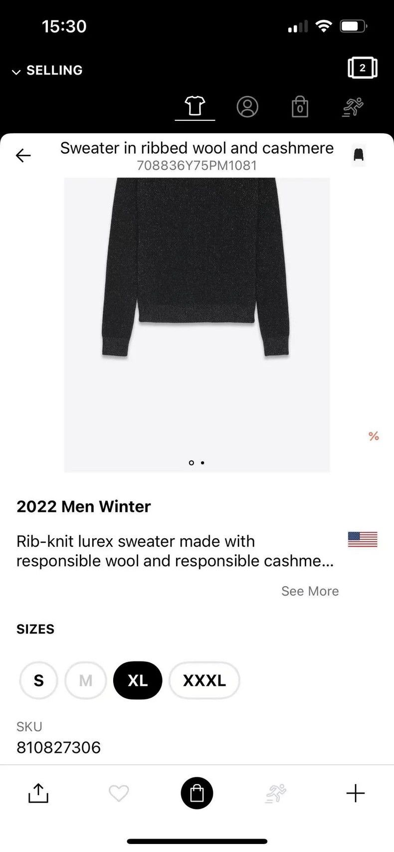 Saint Laurent Paris Saint Laurent Silver Thread Wool Cashmere Sweater-dmc Size US L / EU 52-54 / 3 - 6 Thumbnail