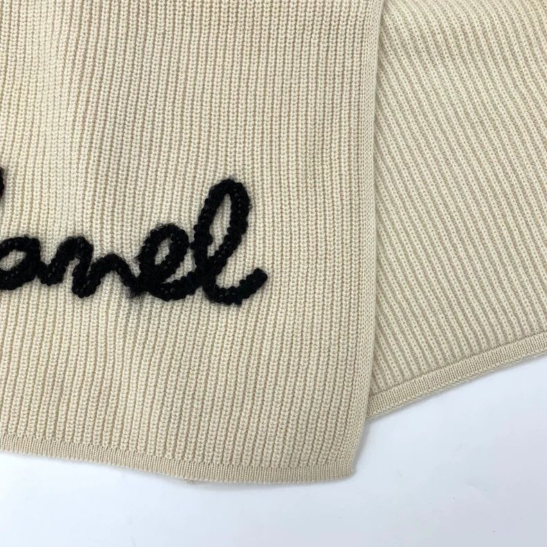 Chanel Chanel Beige Logo Cashmere Scarf-dmc Size ONE SIZE - 7 Thumbnail