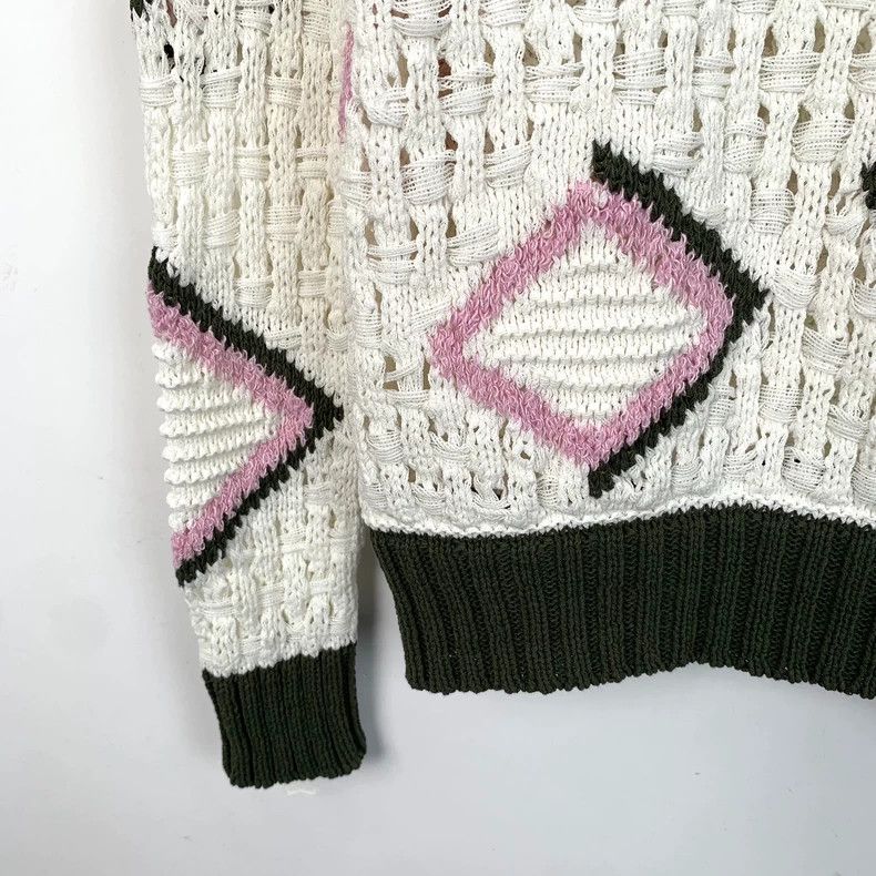 Chanel Chanel White Geometric Knit Long Sleeve Sweater-dmc Size US XS / EU 42 / 0 - 4 Thumbnail
