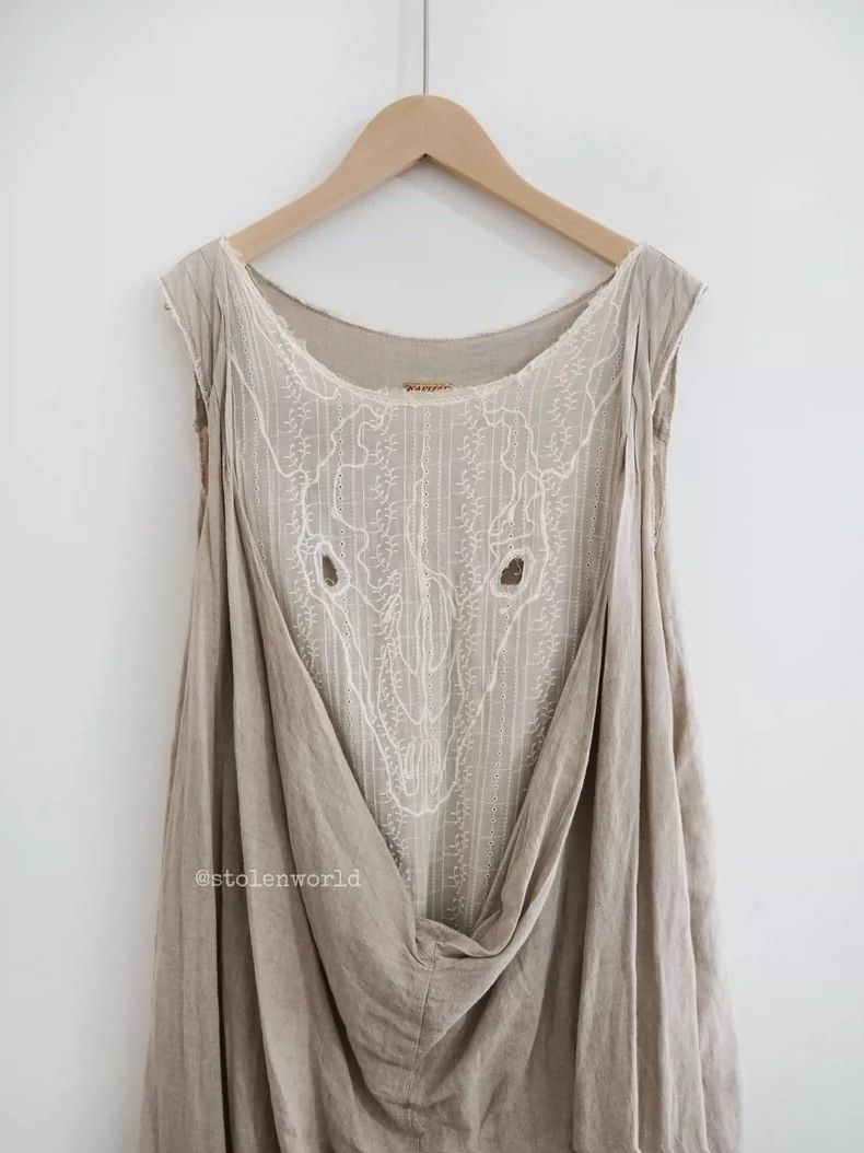 Kapital Kountry Embroidered Linen Dress with Antique Feel Size 36" / US 14 / IT 50 - 2 Thumbnail