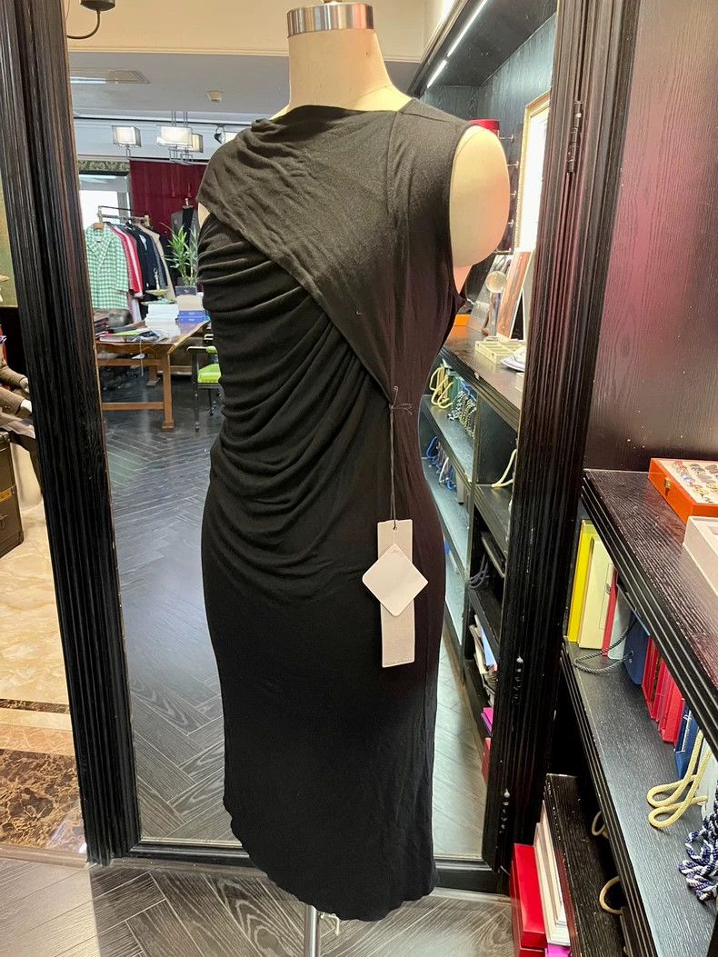 Rick Owens Asymmetrical Draped Black Dress by Rick Owens Size 36" / US 14 / IT 50 - 3 Thumbnail