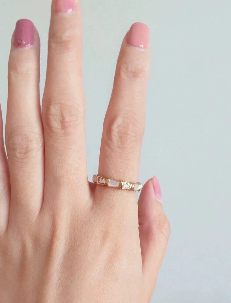 Bottega Veneta BVLGARI Serpenti Gold Ring with Diamonds Size ONE SIZE - 2 Thumbnail