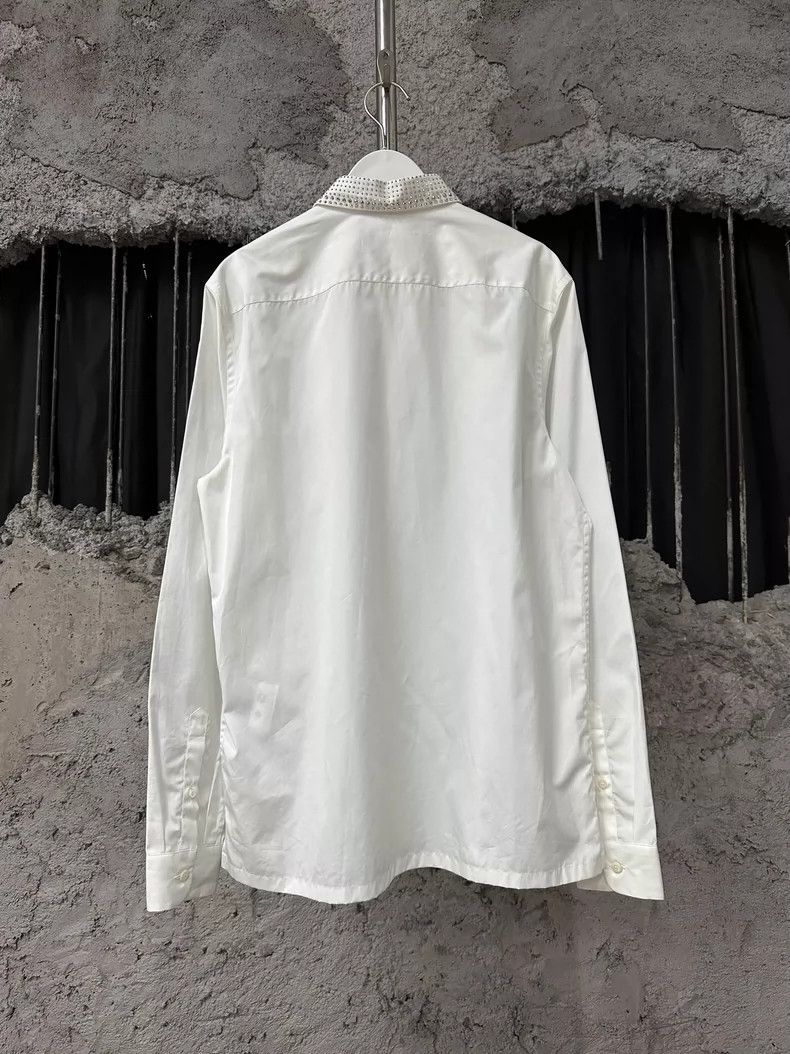 Prada Prada Long Sleeve Shirt with Rhinestone Collar Size US M / EU 48-50 / 2 - 2 Thumbnail