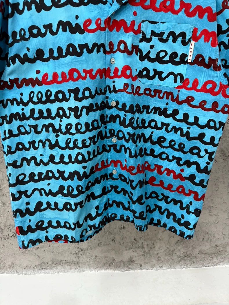 Marni Marni Blue Letter Short Sleeve Shirt Size US L / EU 52-54 / 3 - 4 Thumbnail