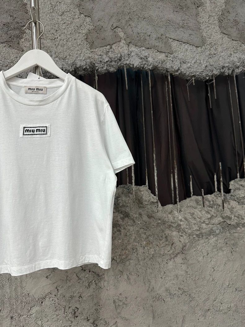 Miu Miu Miu Miu Short Sleeve White T-Shirt Size US L / EU 52-54 / 3 - 4 Thumbnail