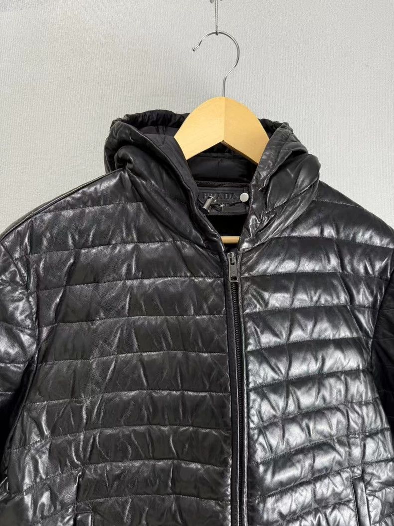 Prada Prada Black Leather Down Jacket for Sale Size US L / EU 52-54 / 3 - 2 Thumbnail
