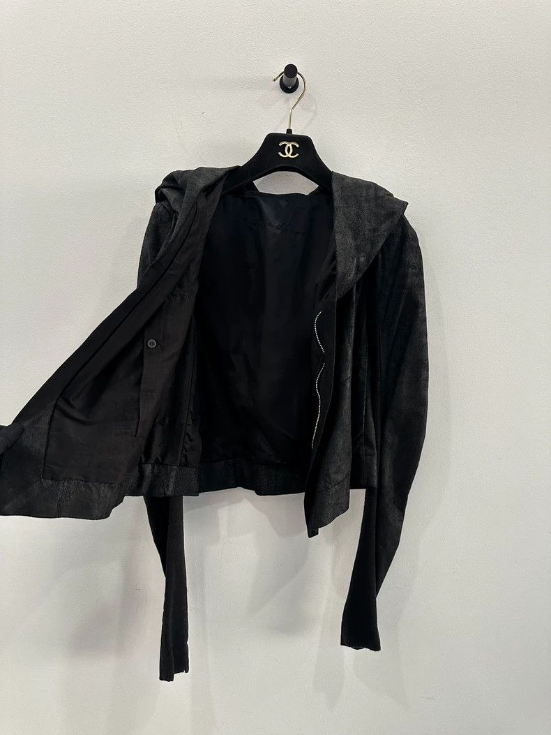 Rick Owens Rick Owens Black Zip Hooded Leather Jacket Size US S / EU 44-46 / 1 - 3 Thumbnail