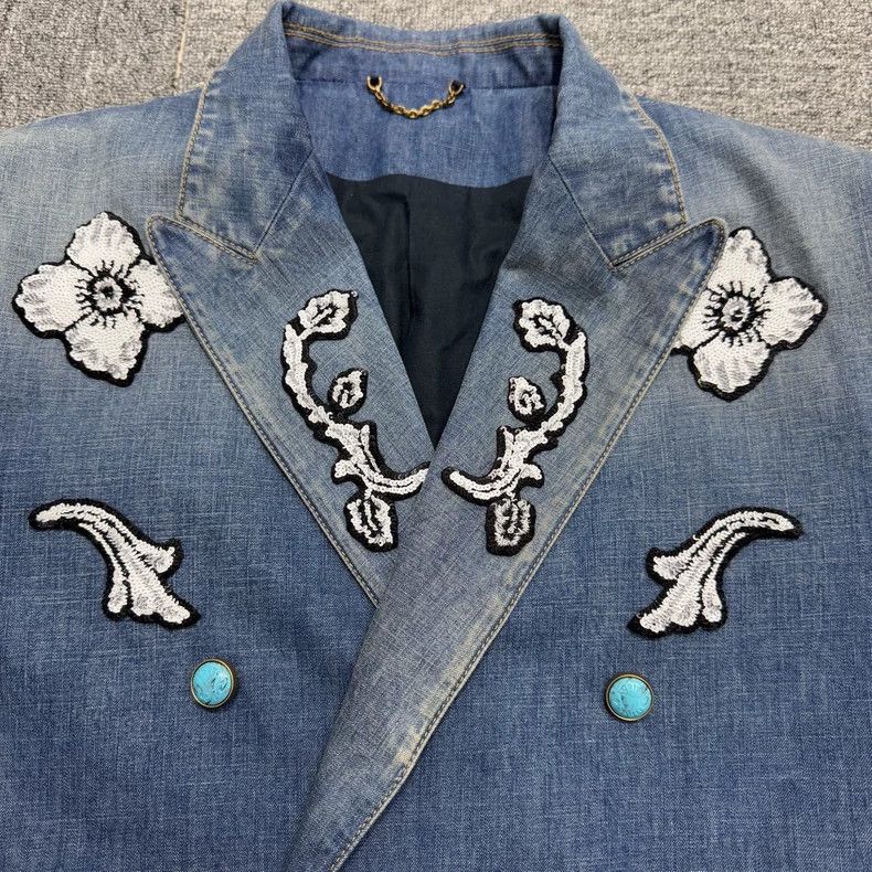 Louis Vuitton Louis Vuitton Denim Blazer with Embroidery Size US L / EU 52-54 / 3 - 2 Thumbnail