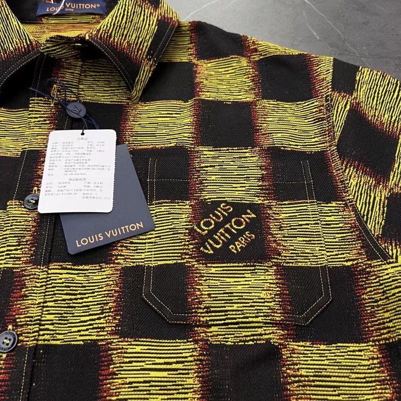 Louis Vuitton Louis Vuitton Black Yellow Checkerboard Short Sleeve Shirt Size US XS / EU 42 / 0 - 5 Thumbnail
