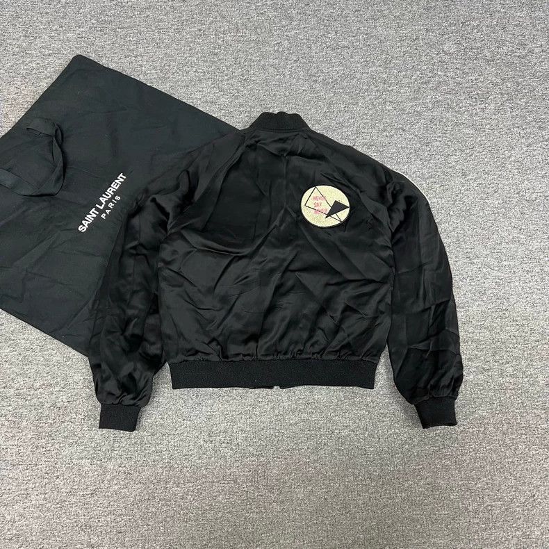Saint Laurent Paris Saint Laurent Black Baseball Jacket with Patches Size US XXL / EU 58 / 5 - 2 Thumbnail