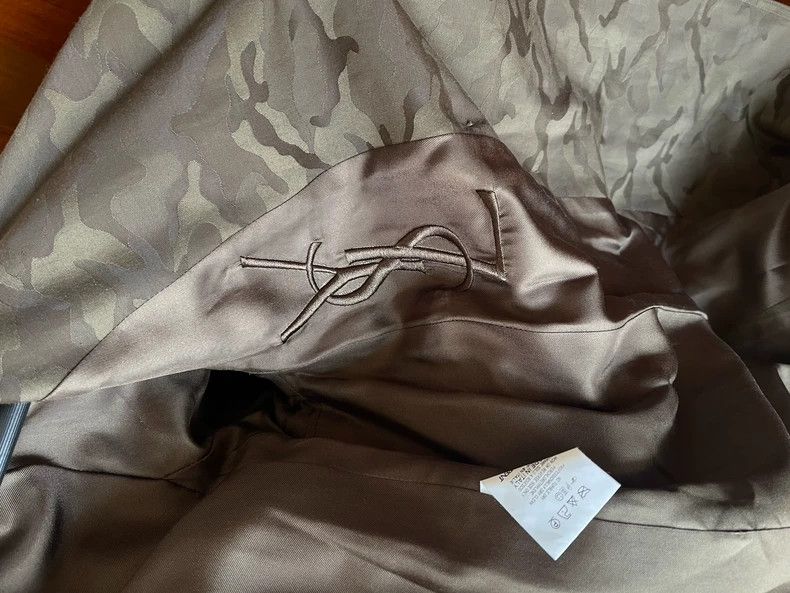 Yves Saint Laurent Stylish Camouflage Double-Breasted Trench Coat Size US M / EU 48-50 / 2 - 9 Thumbnail