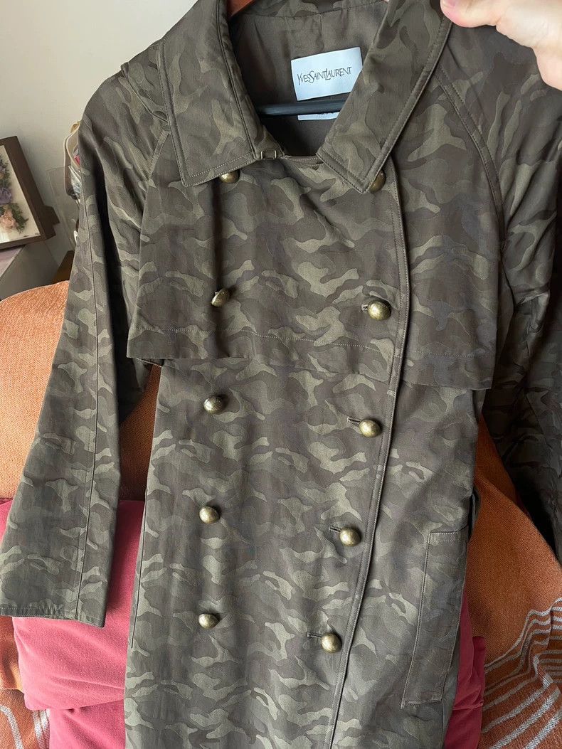 Yves Saint Laurent Stylish Camouflage Double-Breasted Trench Coat Size US M / EU 48-50 / 2 - 5 Thumbnail