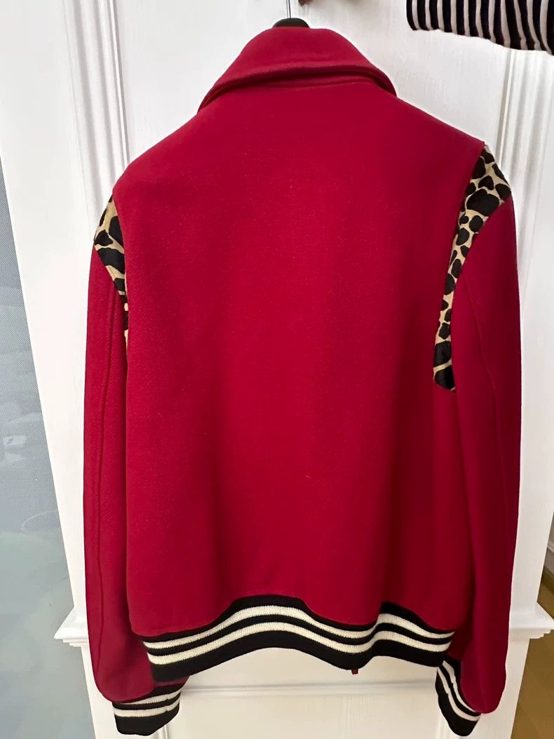 Saint Laurent Paris Saint Laurent Red Leopard Print Baseball Jacket Size US L / EU 52-54 / 3 - 2 Thumbnail