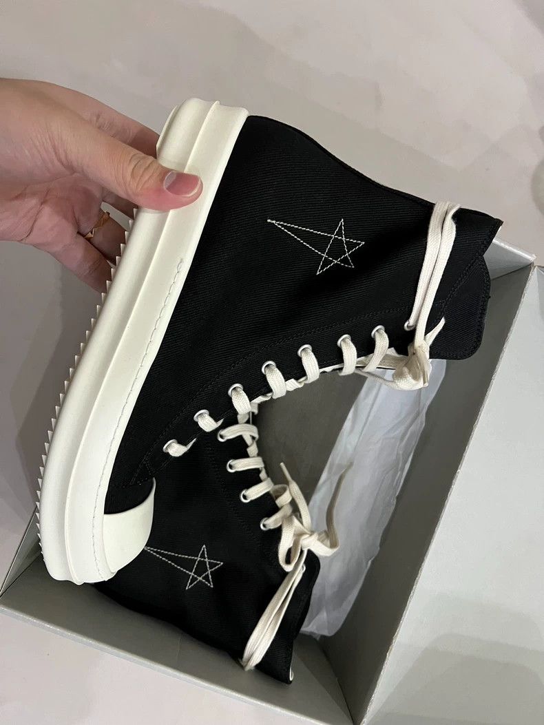 Rick Owens Rick Owens Embroidered Canvas High-Top Sneakers Size US 8.5 / EU 41-42 - 2 Thumbnail