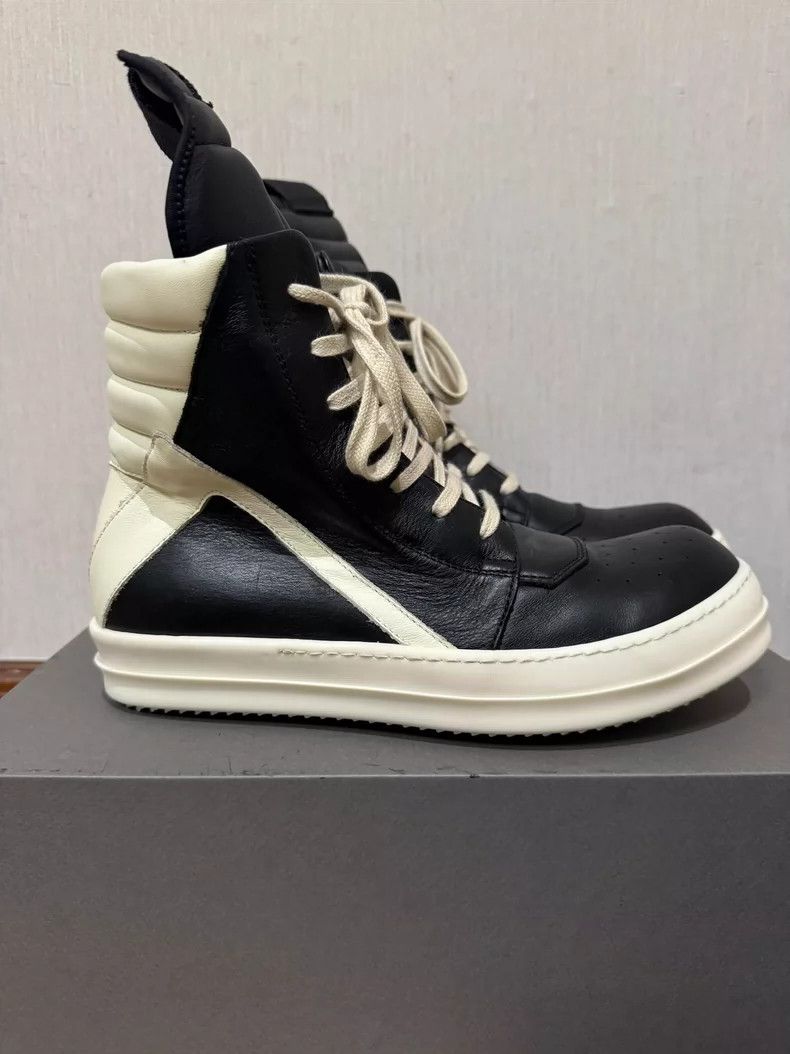 Rick Owens Rick Owens Black and White Geobasket Sneakers Size US 7.5 / EU 40-41 - 2 Thumbnail