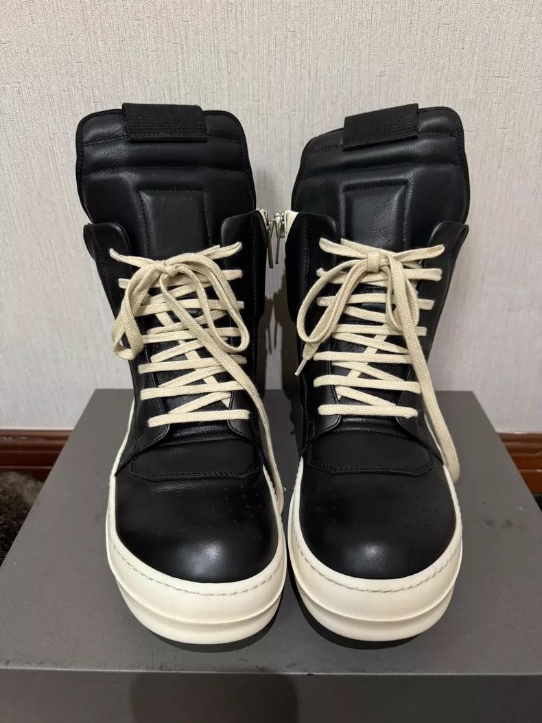 Rick Owens Rick Owens Black and White Geobasket Sneakers Size US 7.5 / EU 40-41 - 3 Thumbnail