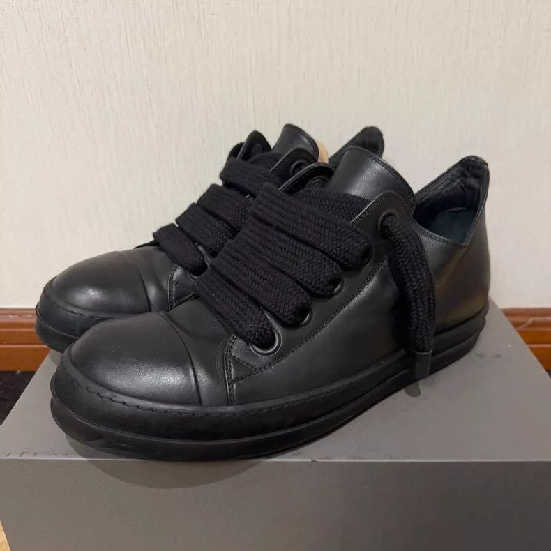 Rick Owens Rick Owens Black Leather Low Top Sneakers Size US 10.5 / EU 43-44 - 2 Thumbnail