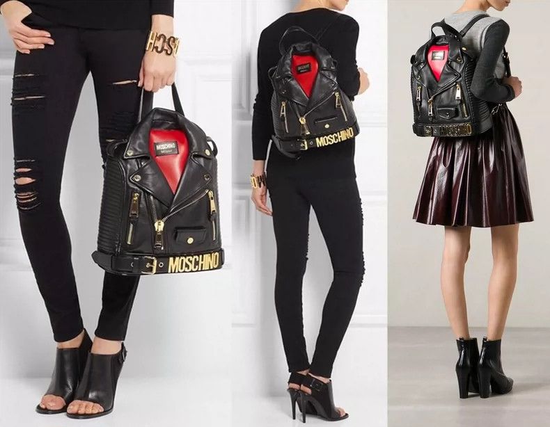 Moschino Moschino Biker Jacket Backpack in Black Size ONE SIZE - 8 Thumbnail