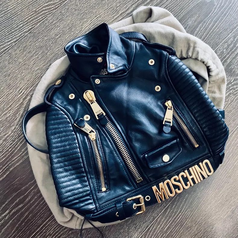 Moschino Moschino Biker Jacket Backpack in Black Size ONE SIZE - 5 Thumbnail