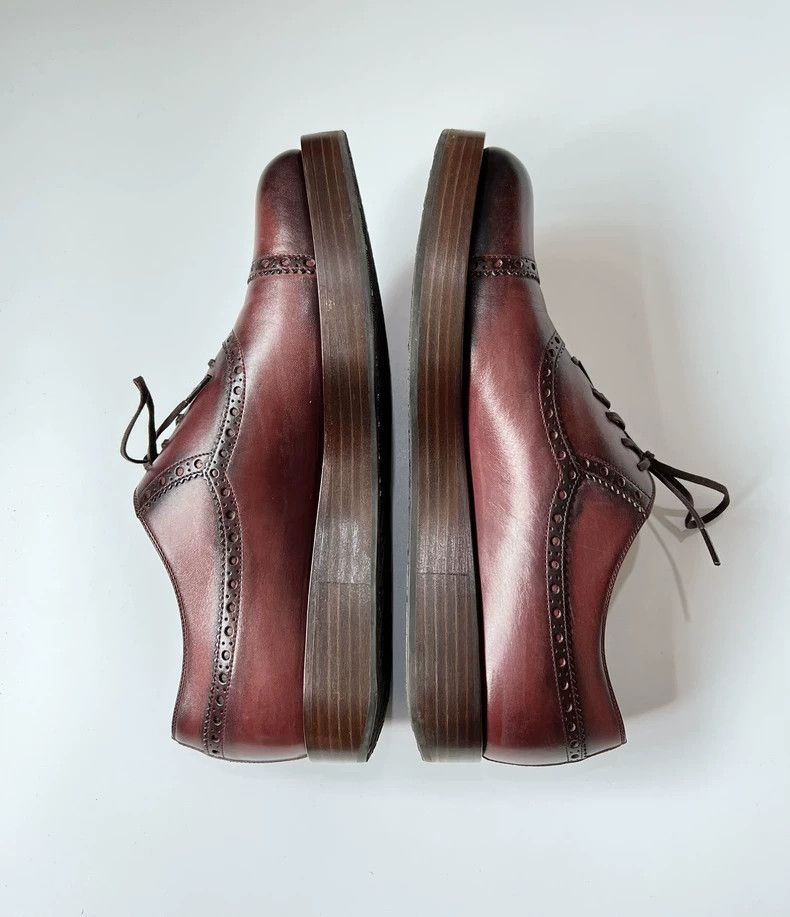 Gucci Brown Oxford Leather Shoes with Brogue Detail Size US 8.5 / EU 41-42 - 6 Thumbnail