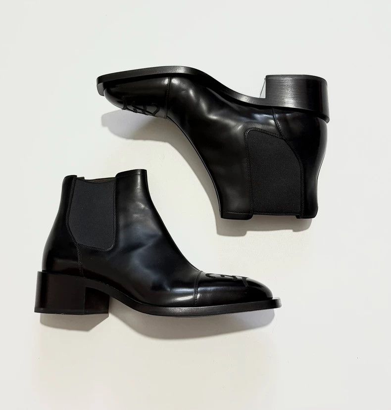 Fendi Fendi Black Leather Chelsea Boots with Embroidery Size US 6 / EU 39 - 5 Thumbnail