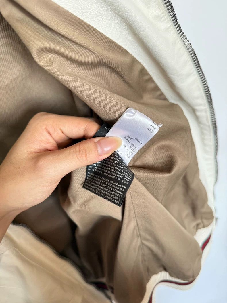 Gucci Gucci Cream Leather Bomber Jacket Size US L / EU 52-54 / 3 - 9 Thumbnail