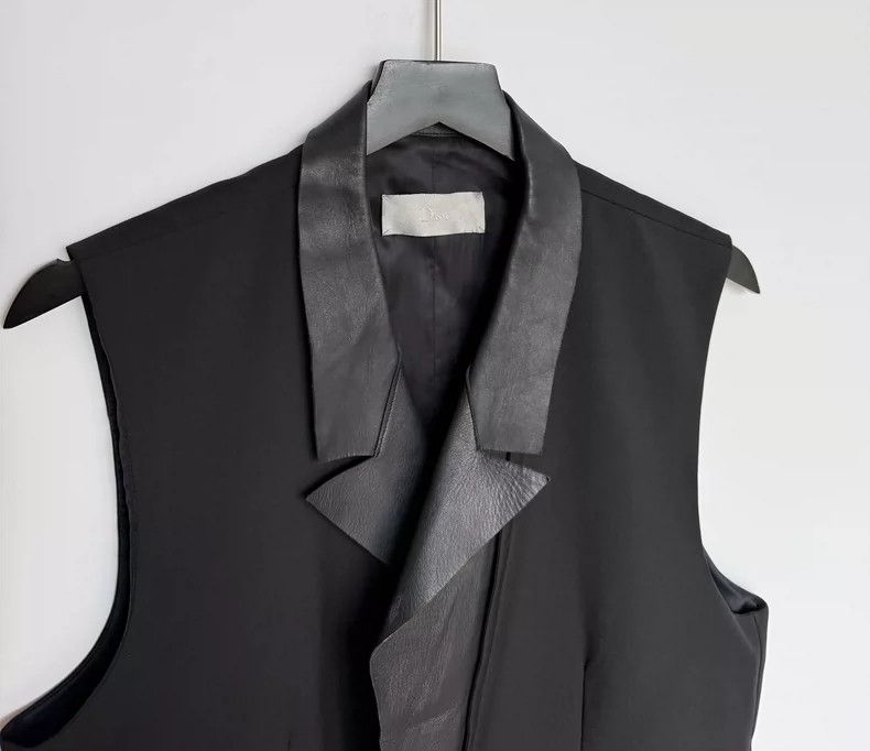 Dior Dior Black Wool and Leather Vest Size US M / EU 48-50 / 2 - 5 Thumbnail