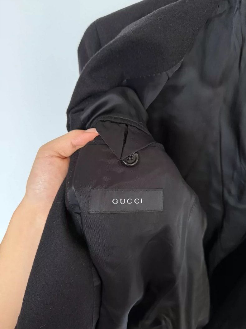 Gucci Gucci Black Wool Suit Jacket with Leather Trim Size US L / EU 52-54 / 3 - 8 Thumbnail