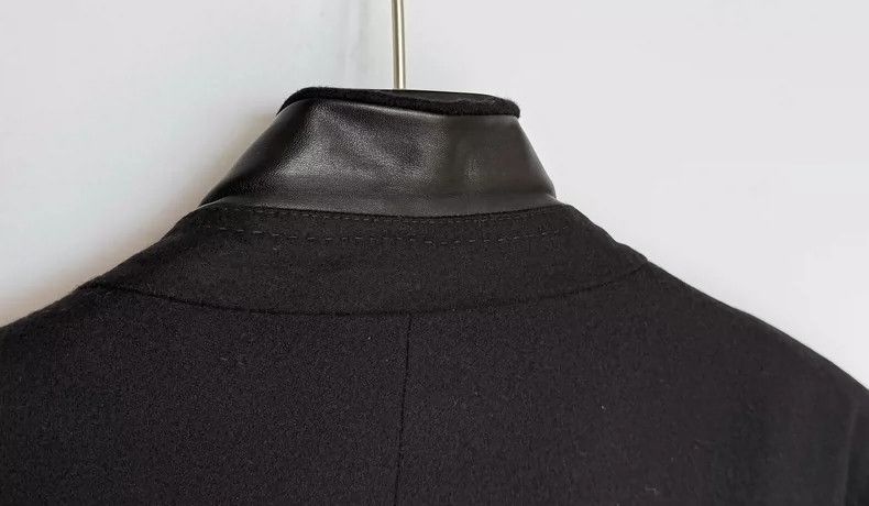 Gucci Gucci Black Wool Suit Jacket with Leather Trim Size US L / EU 52-54 / 3 - 7 Thumbnail