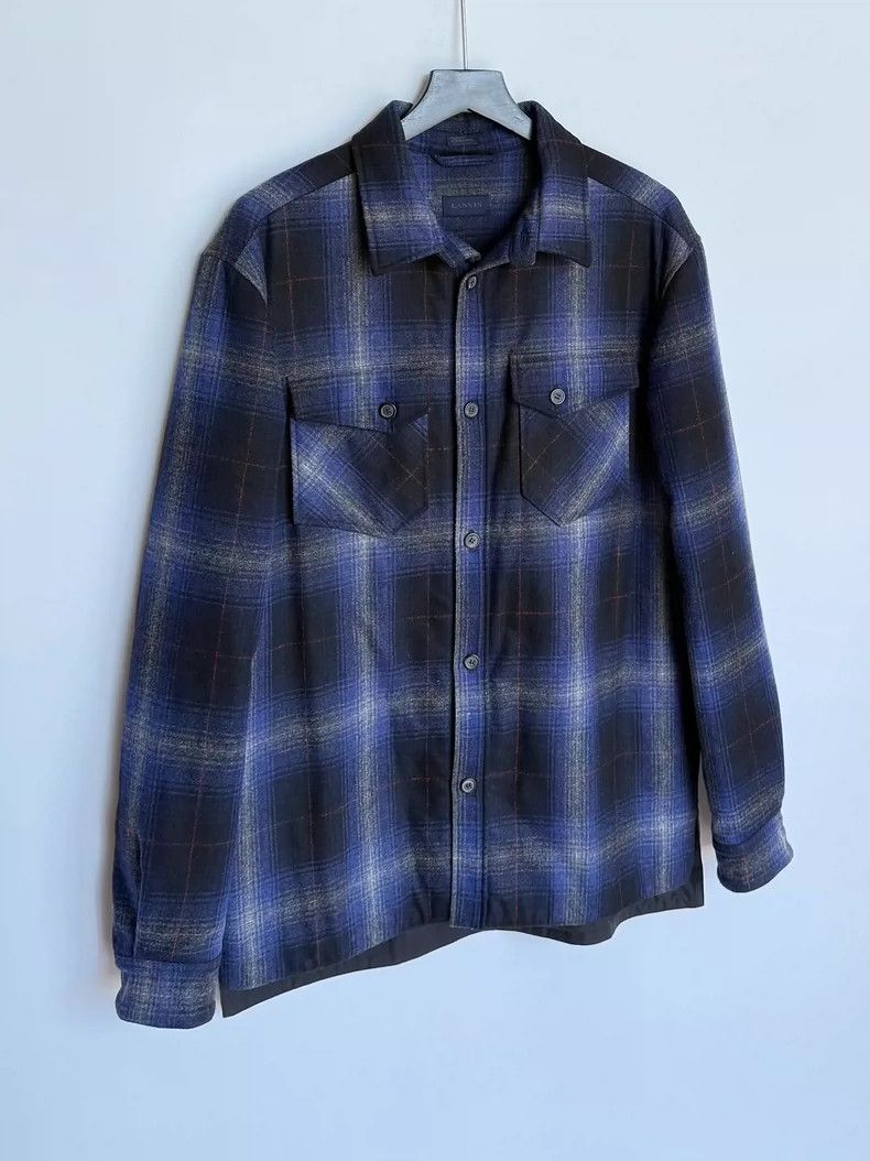 Lanvin Lanvin Wool Plaid Shirt Jacket with Horn Buttons Size US L / EU 52-54 / 3 - 2 Thumbnail
