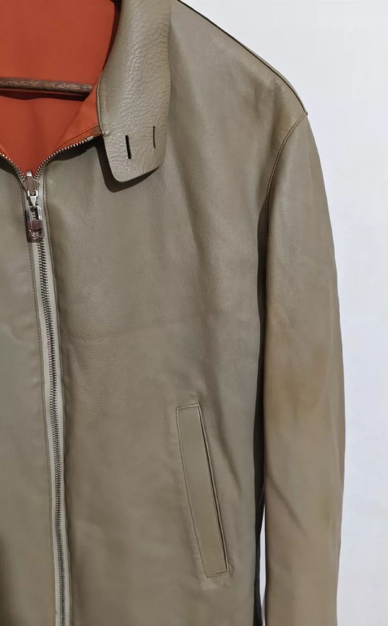 Balenciaga Balenciaga Reversible Leather Jacket Khaki Orange Size US L / EU 52-54 / 3 - 8 Thumbnail