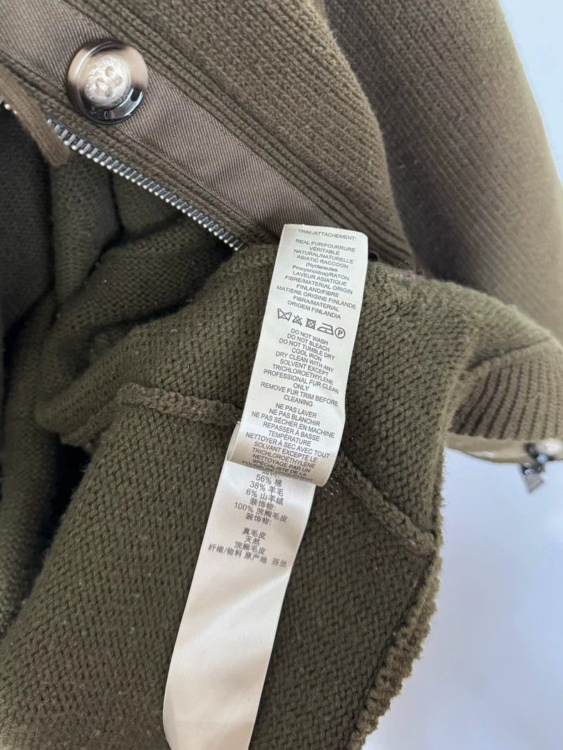 Burberry Burberry Olive Green Knit Coat with Fur Collar Size US XS / EU 42 / 0 - 9 Thumbnail