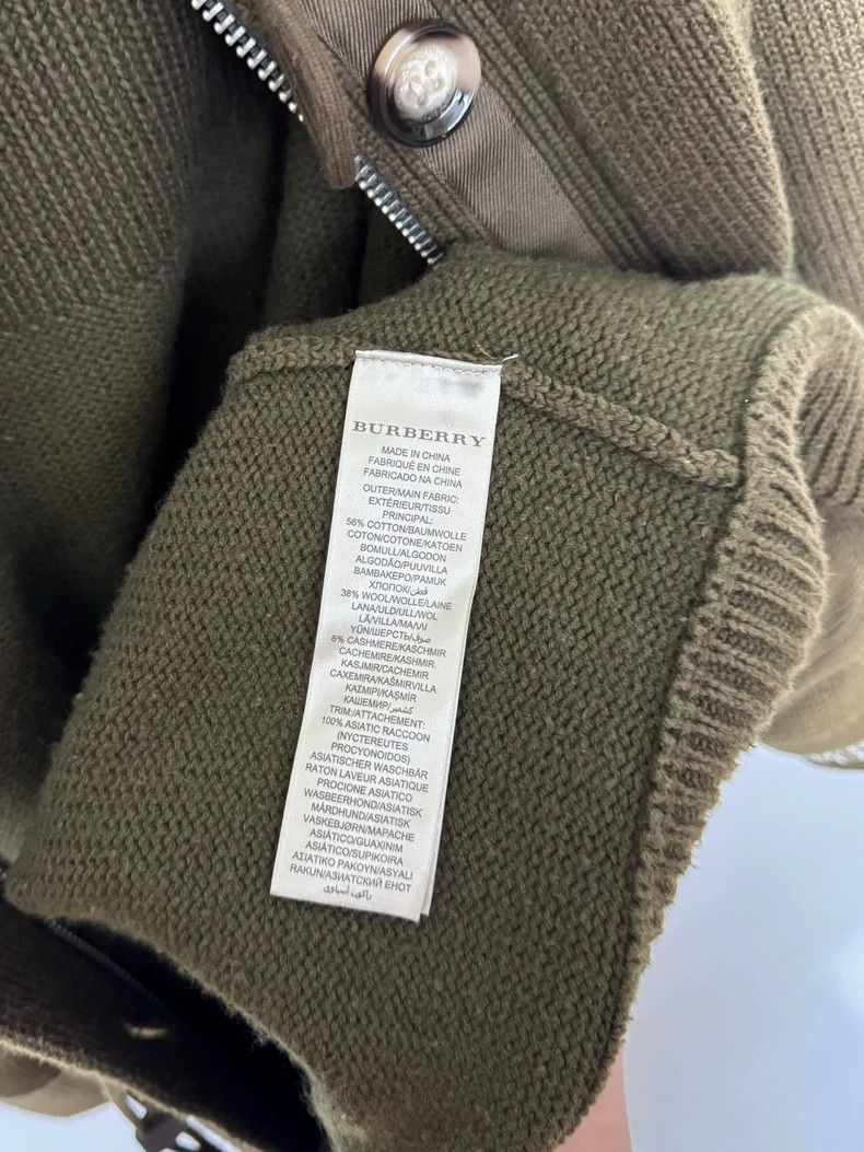 Burberry Burberry Olive Green Knit Coat with Fur Collar Size US XS / EU 42 / 0 - 8 Thumbnail