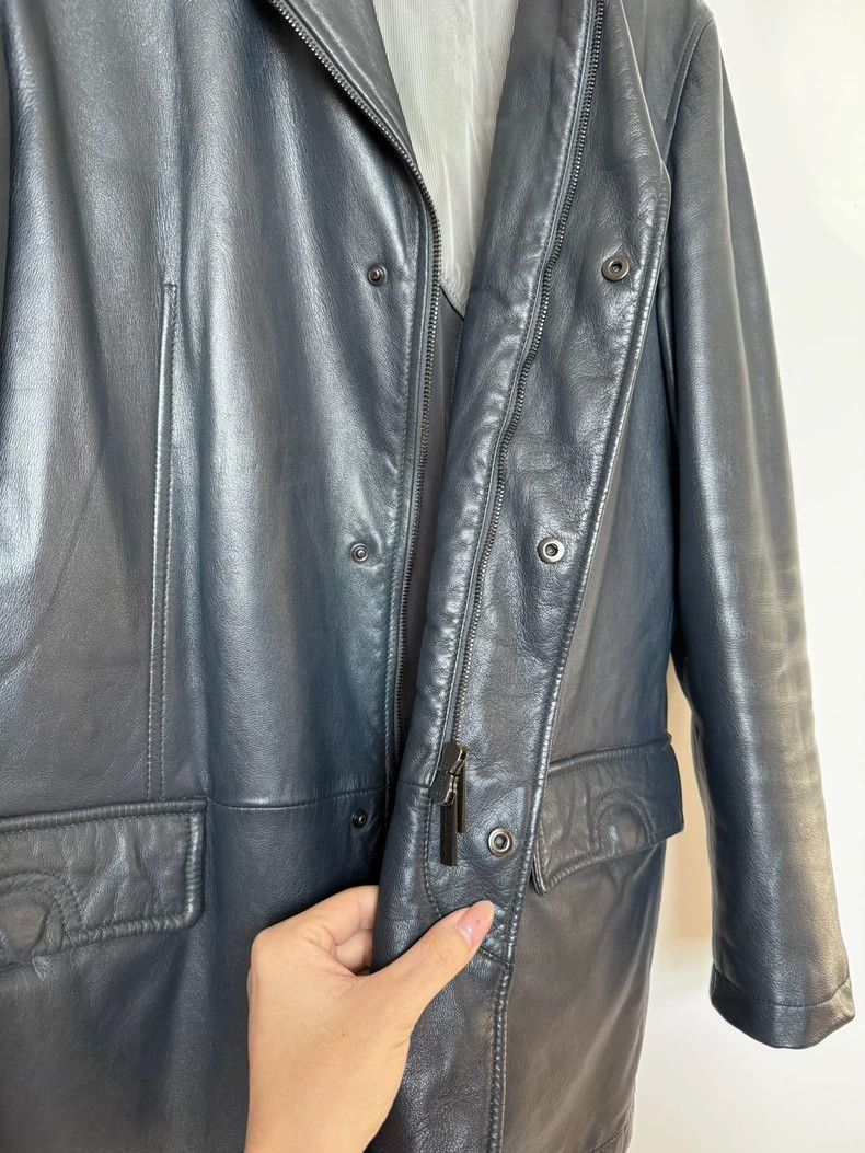 Emporio Armani Armani Midnight Blue Leather Jacket Size US L / EU 52-54 / 3 - 5 Thumbnail