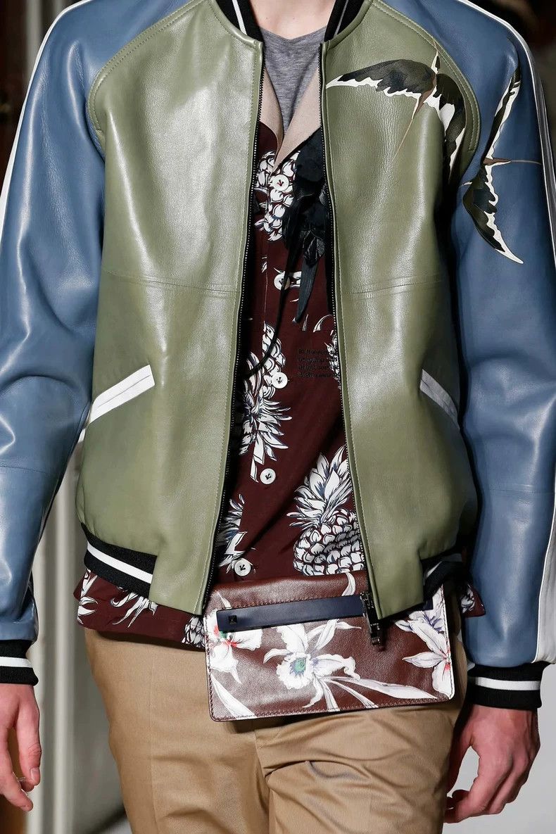 Valentino Valentino Bird Leather Baseball Jacket Size US M / EU 48-50 / 2 - 3 Thumbnail
