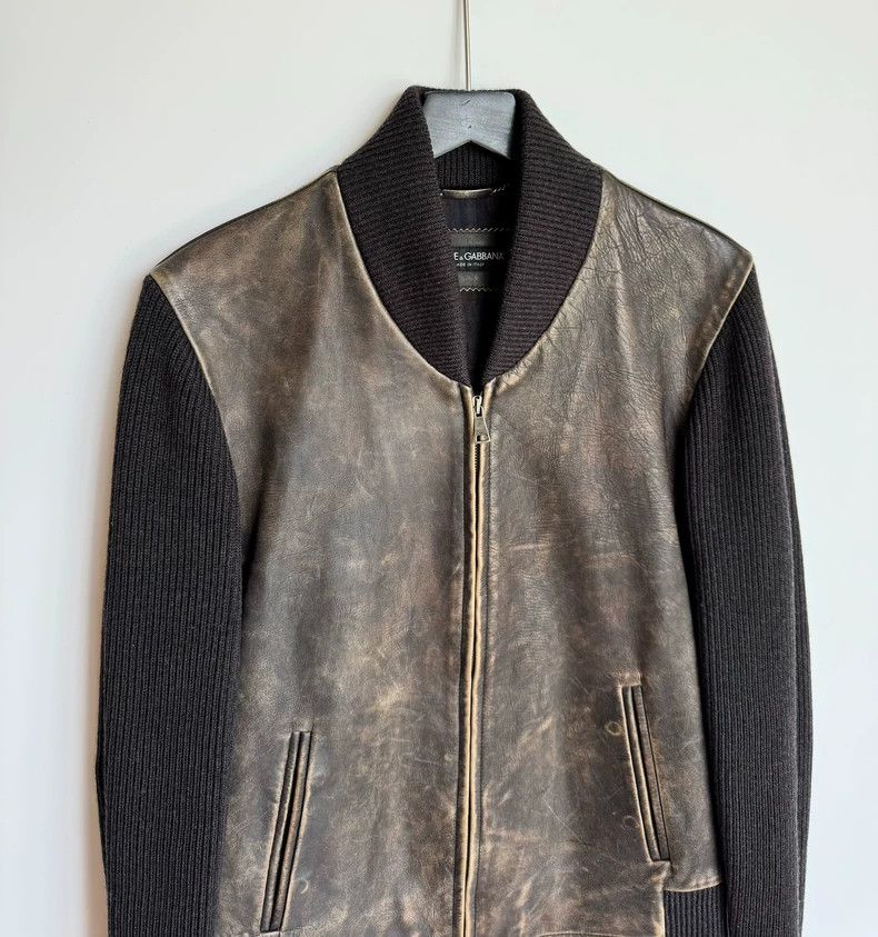 Dolce & Gabbana Dolce&Gabbana Vintage Leather Baseball Jacket Size US L / EU 52-54 / 3 - 2 Thumbnail
